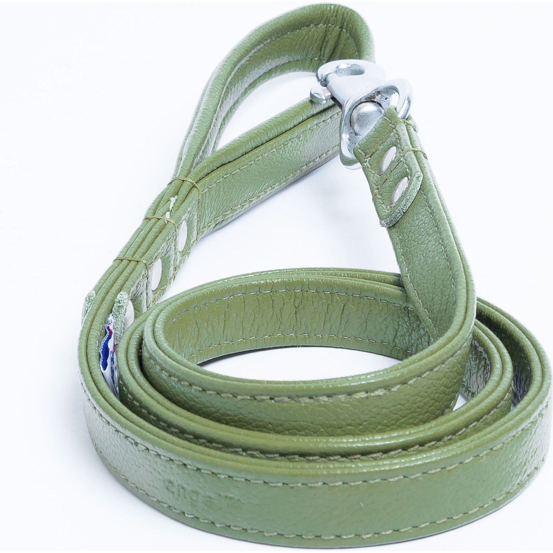 Angel Alpine Padded Leather Dog Leash, Green, 48 x 3/4-in
