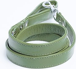Angel Alpine Padded Leather Dog Leash, Green, 72 x 1-in