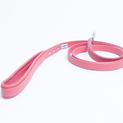 Angel Angel Alpine Padded Leather Dog Leash, Pink, 72 x 3/4-in