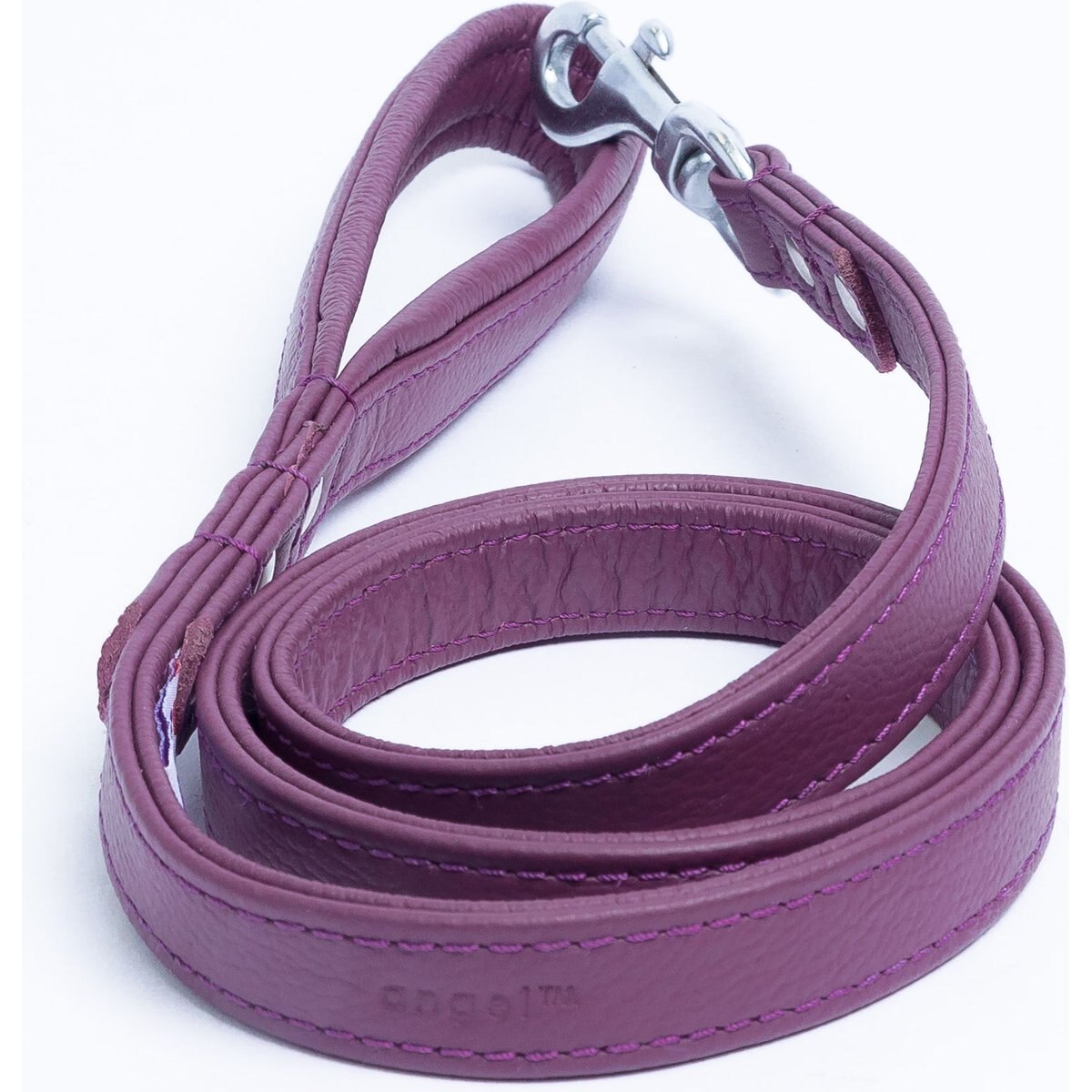 Angel Alpine Padded Leather Dog Leash, Purple, 48 x 3/4-in