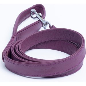Angel Alpine Padded Leather Dog Leash, Purple, 72 x 1-in