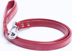 Angel Alpine Padded Leather Dog Leash, Red, 48 x 3/4-in