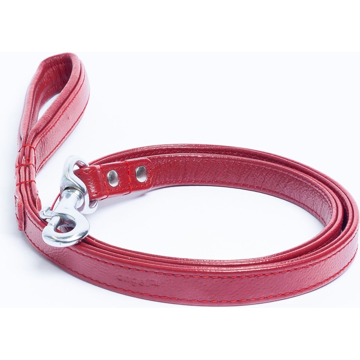 Angel Alpine Padded Leather Dog Leash, Red, 48 x 3/4-in