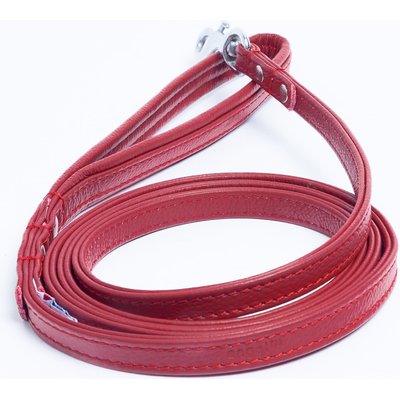 Angel Angel Alpine Padded Leather Dog Leash, Red, 72 x 1/2-in