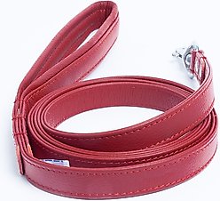 Angel Alpine Padded Leather Dog Leash, Red, 72 x 3/4-in