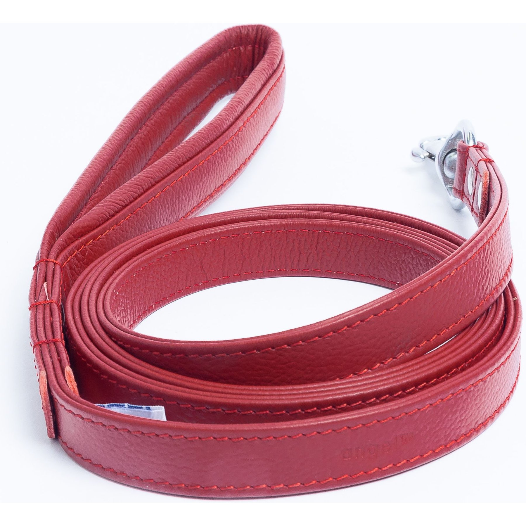 Angel Alpine Padded Leather Dog Leash, Red, 72 x 3/4-in