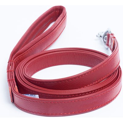 Angel Angel Alpine Padded Leather Dog Leash, Red, 72 x 3/4-in