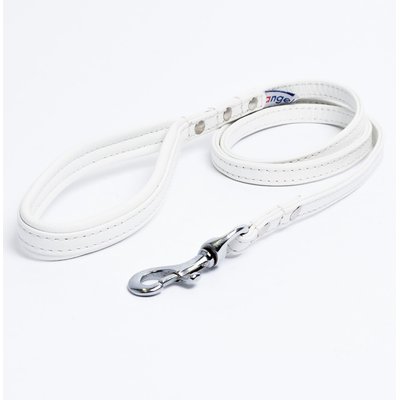 Angel Angel Alpine Padded Leather Dog Leash, White, 48 x 1/2-in