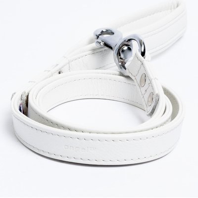 Angel Angel Alpine Padded Leather Dog Leash, White, 48 x 3/4-in