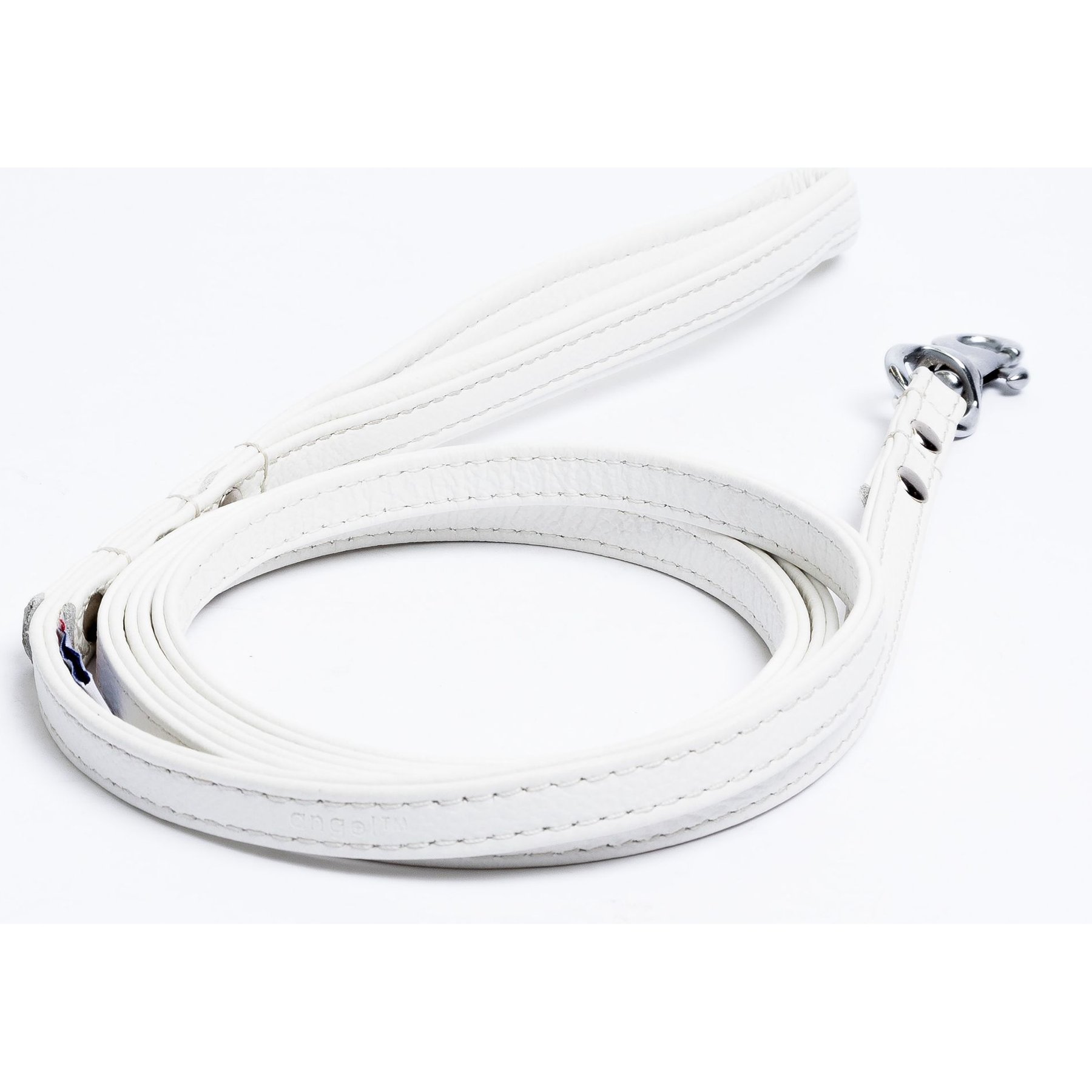 Angel Alpine Padded Leather Dog Leash, White, 72 x 1/2-in