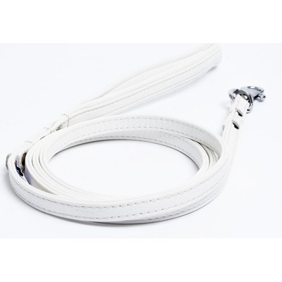 Angel Angel Alpine Padded Leather Dog Leash, White, 72 x 1/2-in