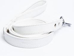 Angel Alpine Padded Leather Dog Leash, White, 72 x 1-in