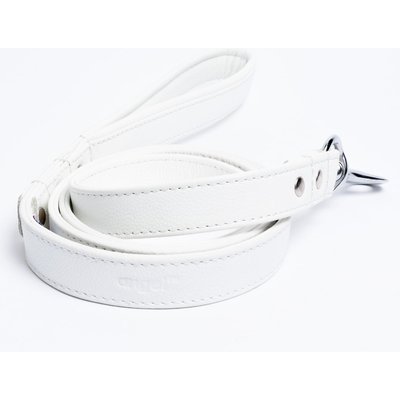 Angel Angel Alpine Padded Leather Dog Leash, White, 72 x 1-in