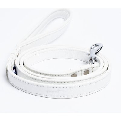 Angel Angel Alpine Padded Leather Dog Leash, White, 72 x 3/4-in