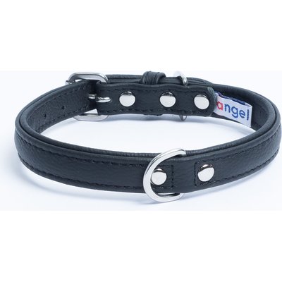 Angel Angel Alpine Padded Leather Standard Dog Collar, Black, 16 x 3/4-in