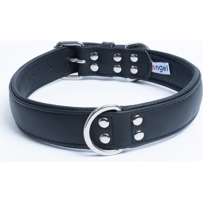 Angel Angel Alpine Padded Leather Standard Dog Collar, Black, 24" x 1.25"