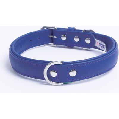 Angel Angel Alpine Padded Leather Standard Dog Collar, Blue, 20 x 1-in