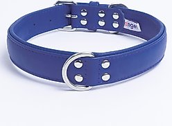 Angel Alpine Padded Leather Standard Dog Collar, Blue, 26" x 1.25"