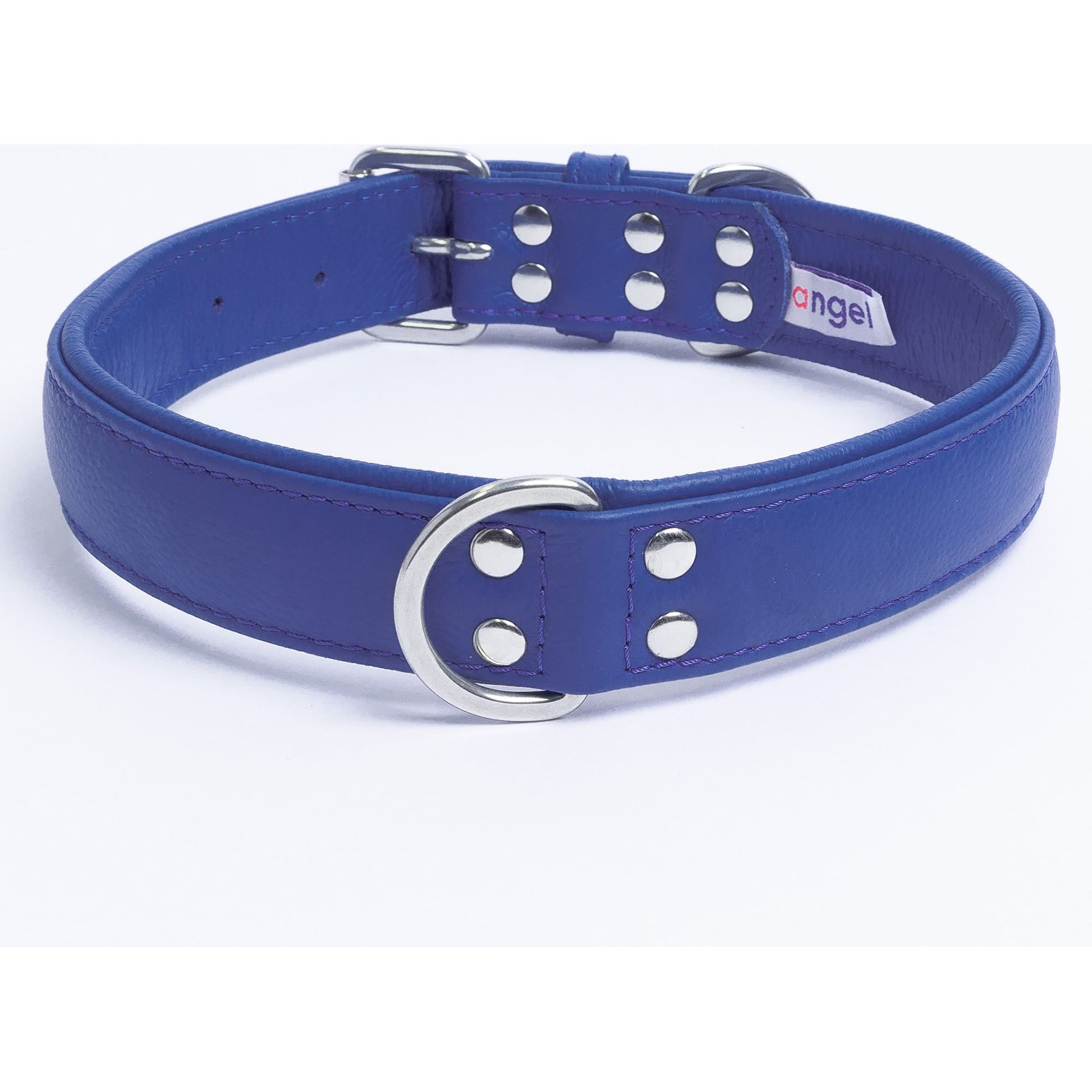 Leather Collar Dog Genuine Leather Purple Padded Dog Collar| 20