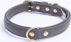 Angel Alpine Padded Leather Standard Dog Collar, Brown, 14 x 3/4-in