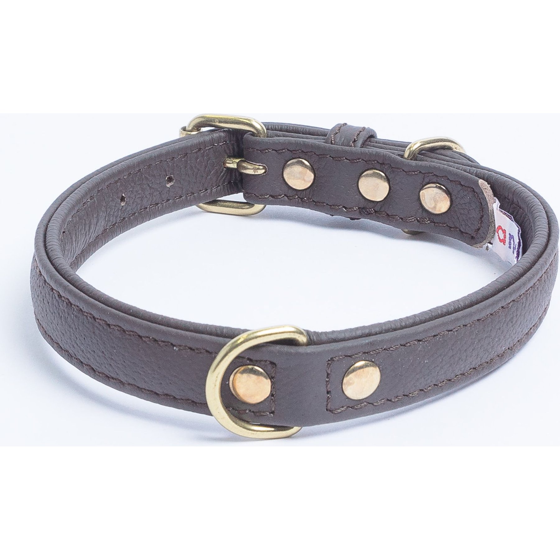 Angel Alpine Padded Leather Standard Dog Collar, Brown, 14 x 3/4-in