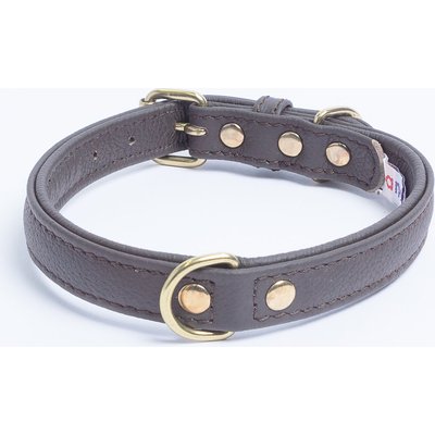 Angel Angel Alpine Padded Leather Standard Dog Collar, Brown, 14 x 3/4-in