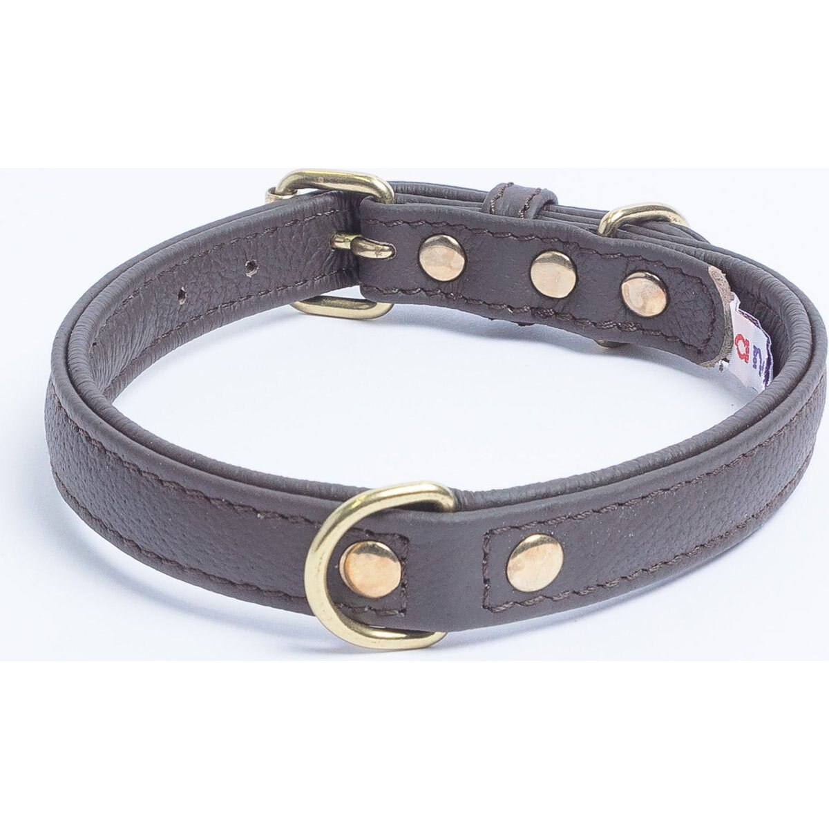 Angel Alpine Padded Leather Standard Dog Collar, Brown, 16 x 3/4-in