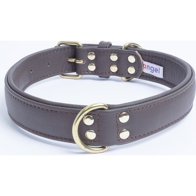 Angel Angel Alpine Padded Leather Standard Dog Collar, Brown, 26" x 1.25"