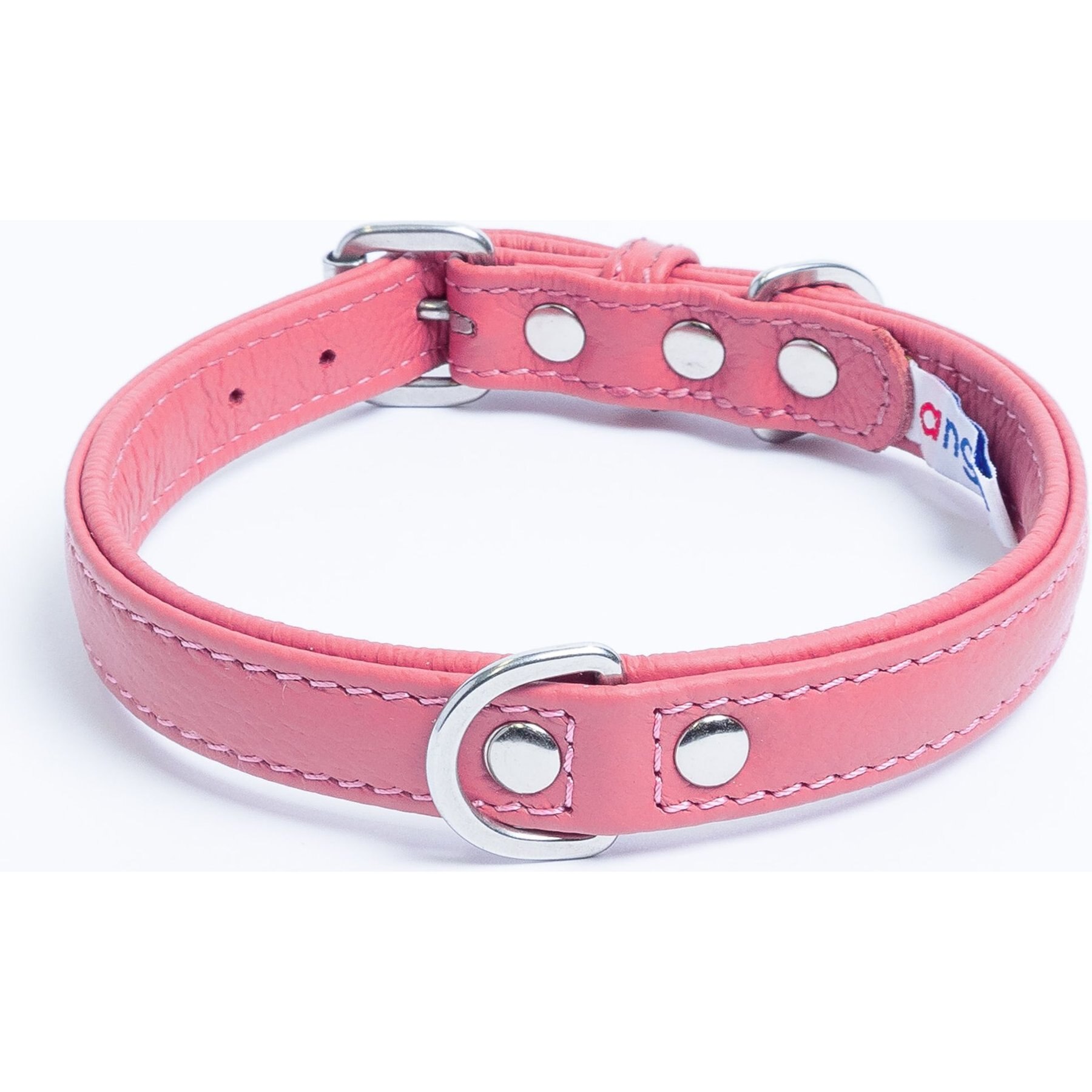 Angel Alpine Padded Leather Standard Dog Collar, Pink, 16 x 3/4-in