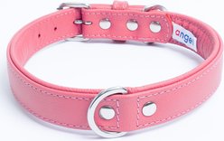 Angel Alpine Padded Leather Standard Dog Collar, Pink, 22 x 1-in