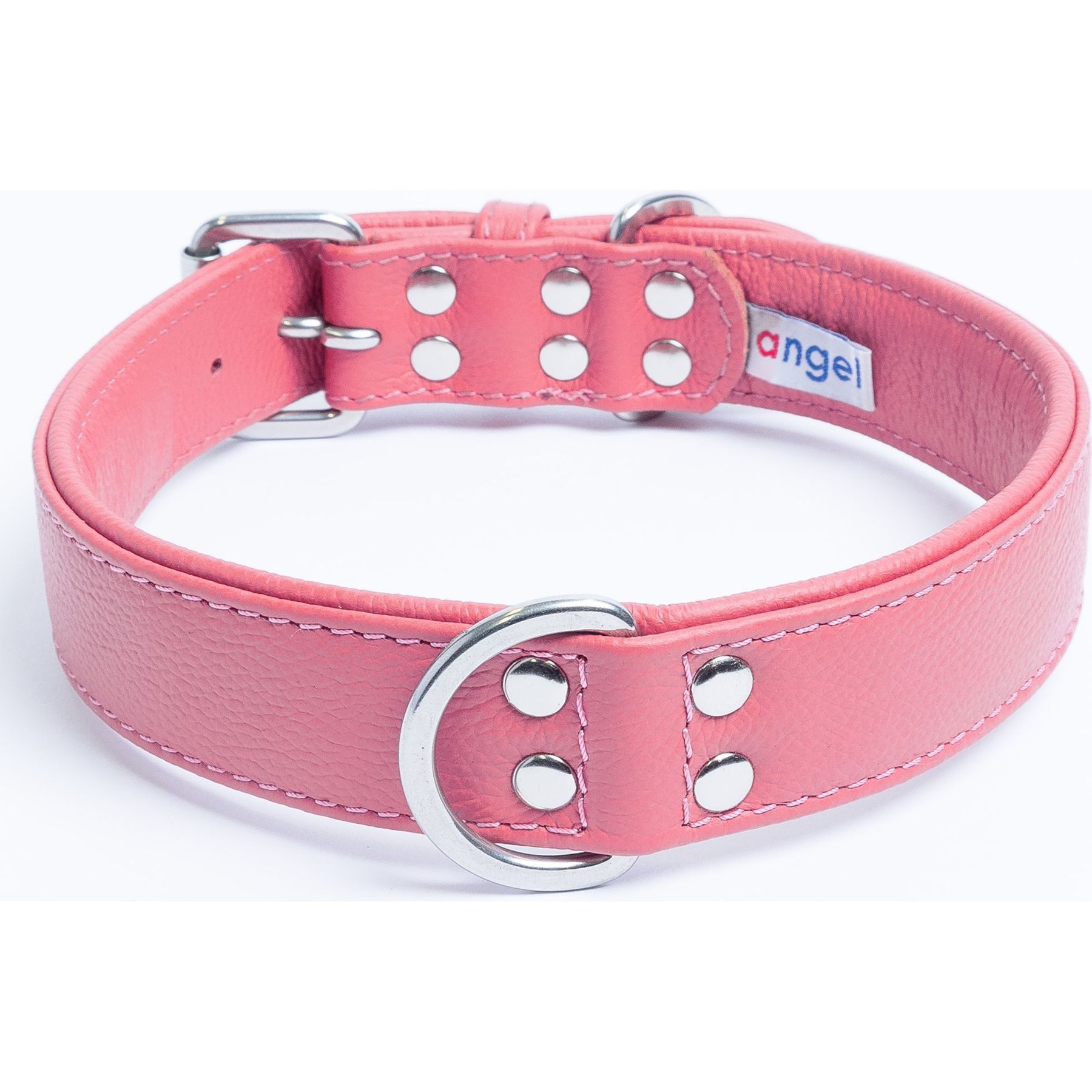 Angel Alpine Padded Leather Standard Dog Collar, Pink, 24" x 1.25"