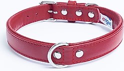 Angel Alpine Padded Leather Standard Dog Collar, Red, 20 x 1-in