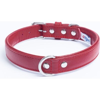 Angel Angel Alpine Padded Leather Standard Dog Collar, Red, 20 x 1-in