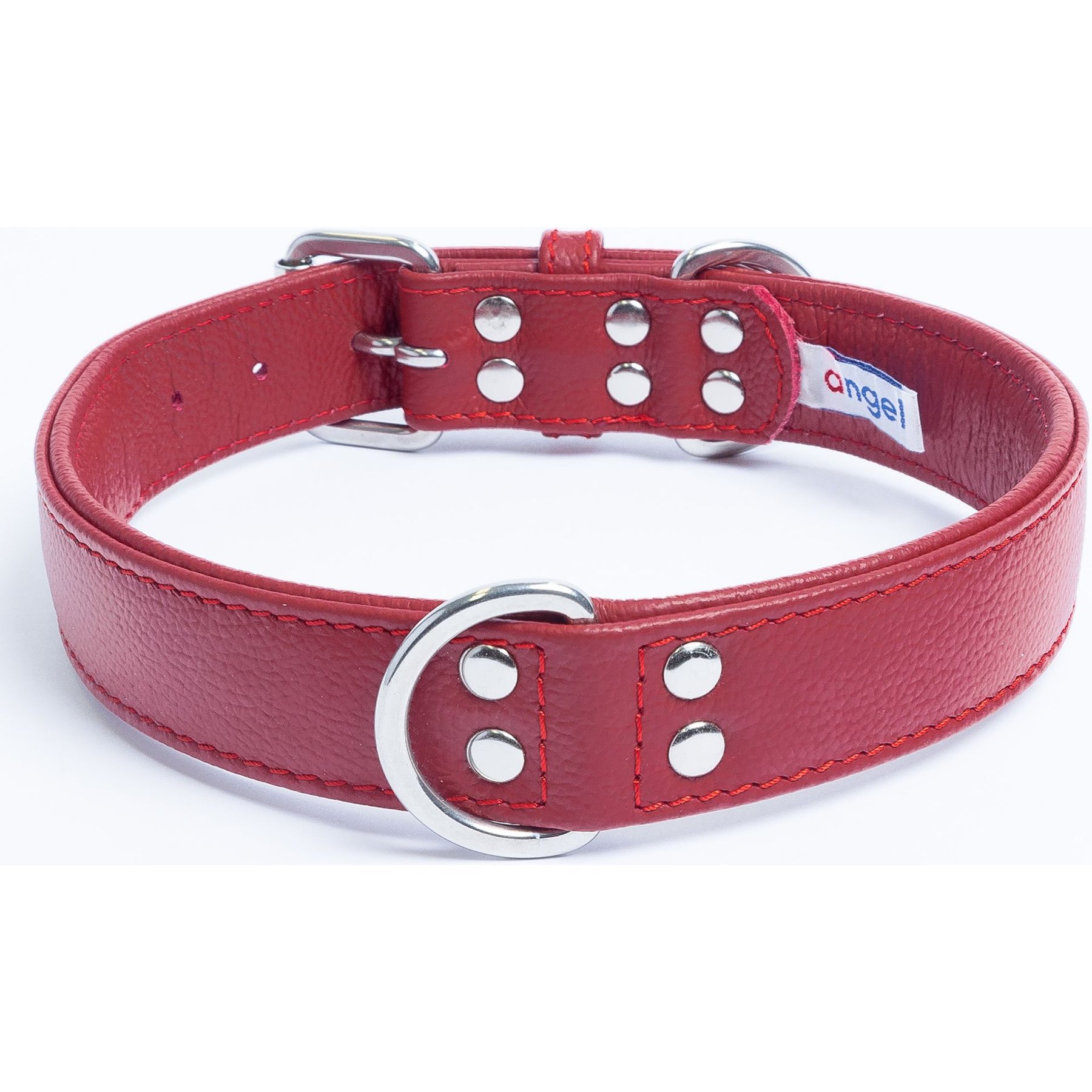 Angel Alpine Padded Leather Standard Dog Collar, Red, 24" x 1.25"