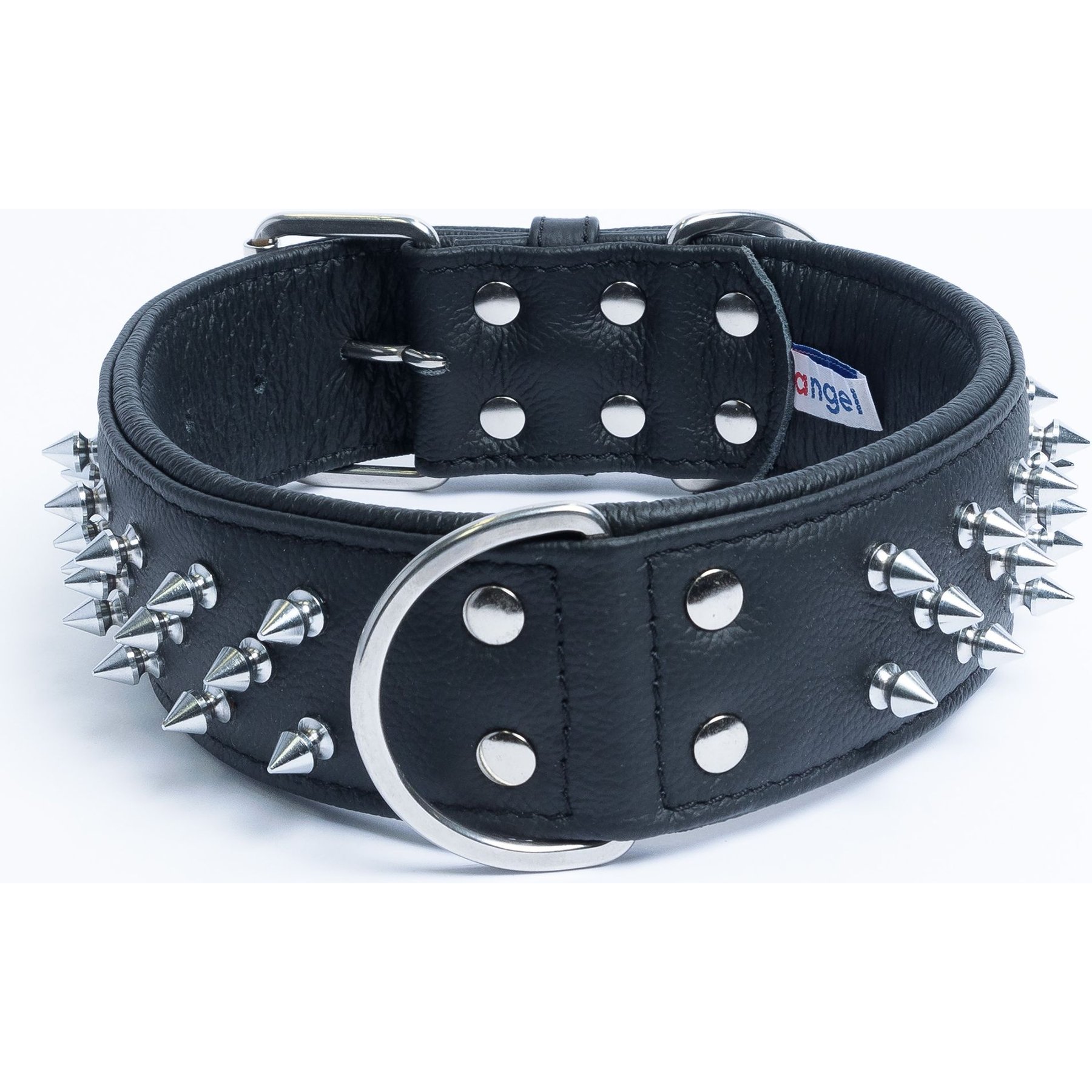 dogl17 250枚 ANGEL Amsterdam Multi-line Spiked Standard Dog Collar, Black