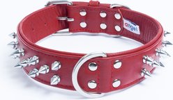 Angel Amsterdam Multi-line Spiked Standard Dog Collar, Red, 24 x 1.5-in slide 1 of 5