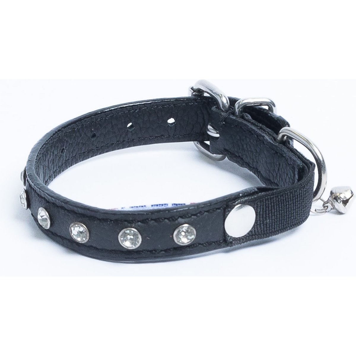 Angel Athens Rhinestone Standard Cat Collar, Black, 10 x 1/2-in