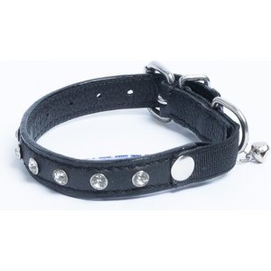 Angel Athens Rhinestone Standard Cat Collar, Black, 12 x 1/2-in