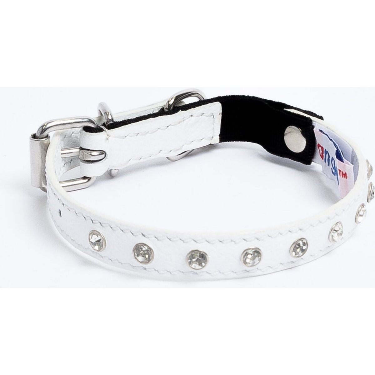 Angel Athens Rhinestone Standard Cat Collar, White, 12 x 1/2-in