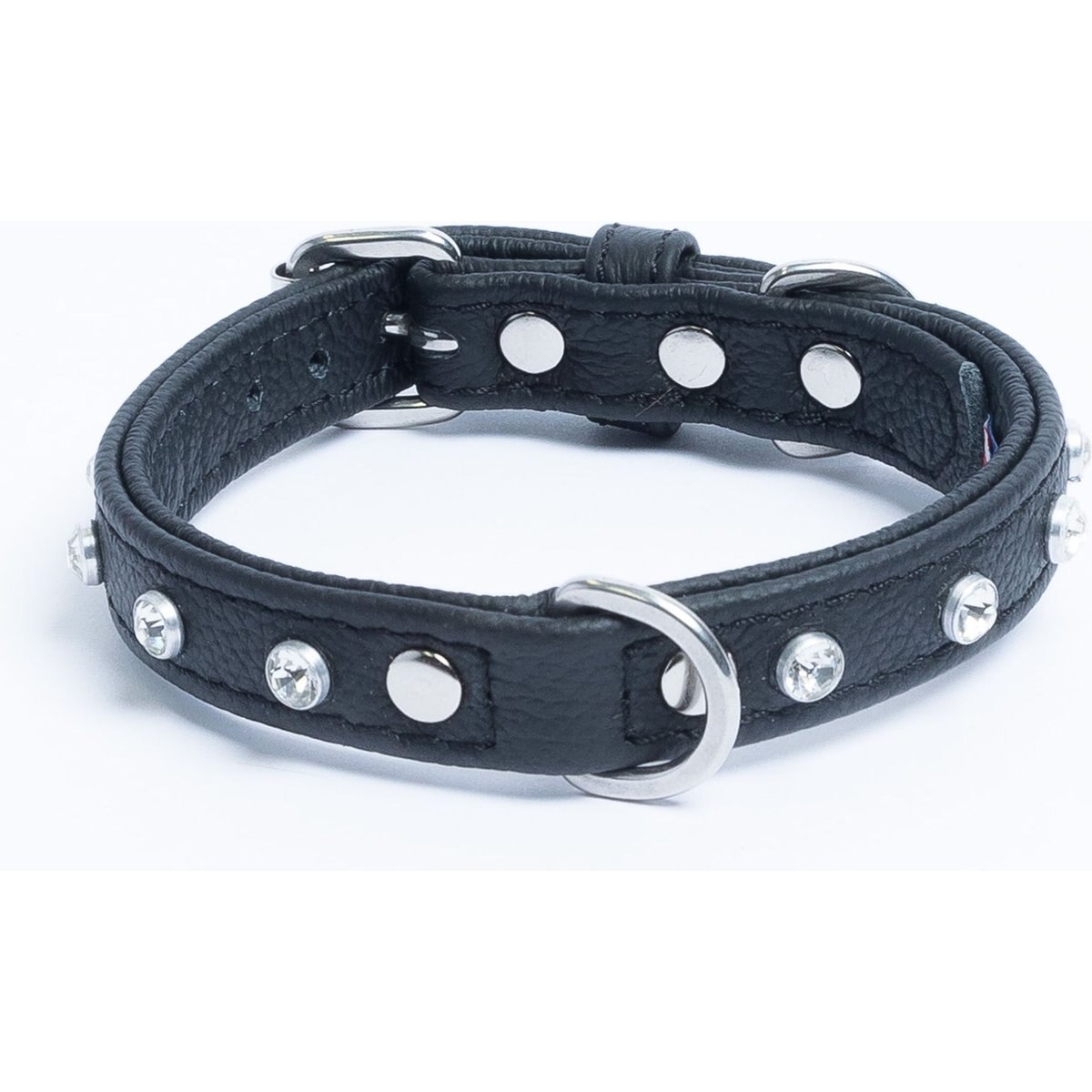 Angel Athens Rhinestone Standard Dog Collar, Black, 14 x 3/4-in