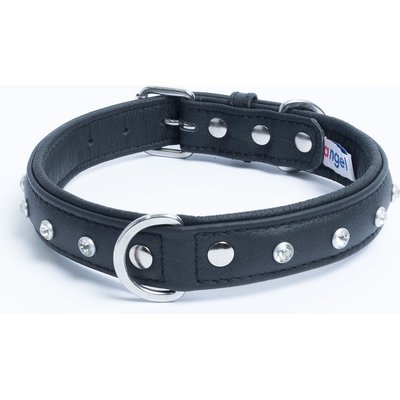 Angel Angel Athens Rhinestone Standard Dog Collar, Black, 20 x 1-in