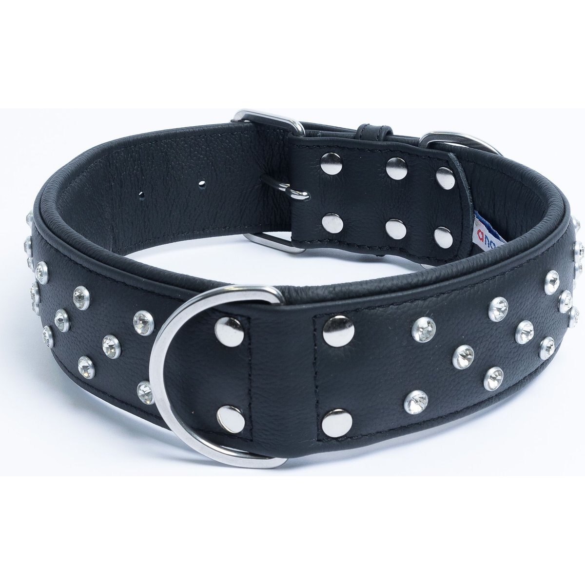 Angel Athens Rhinestone Standard Dog Collar, Black, 28 x 2-in