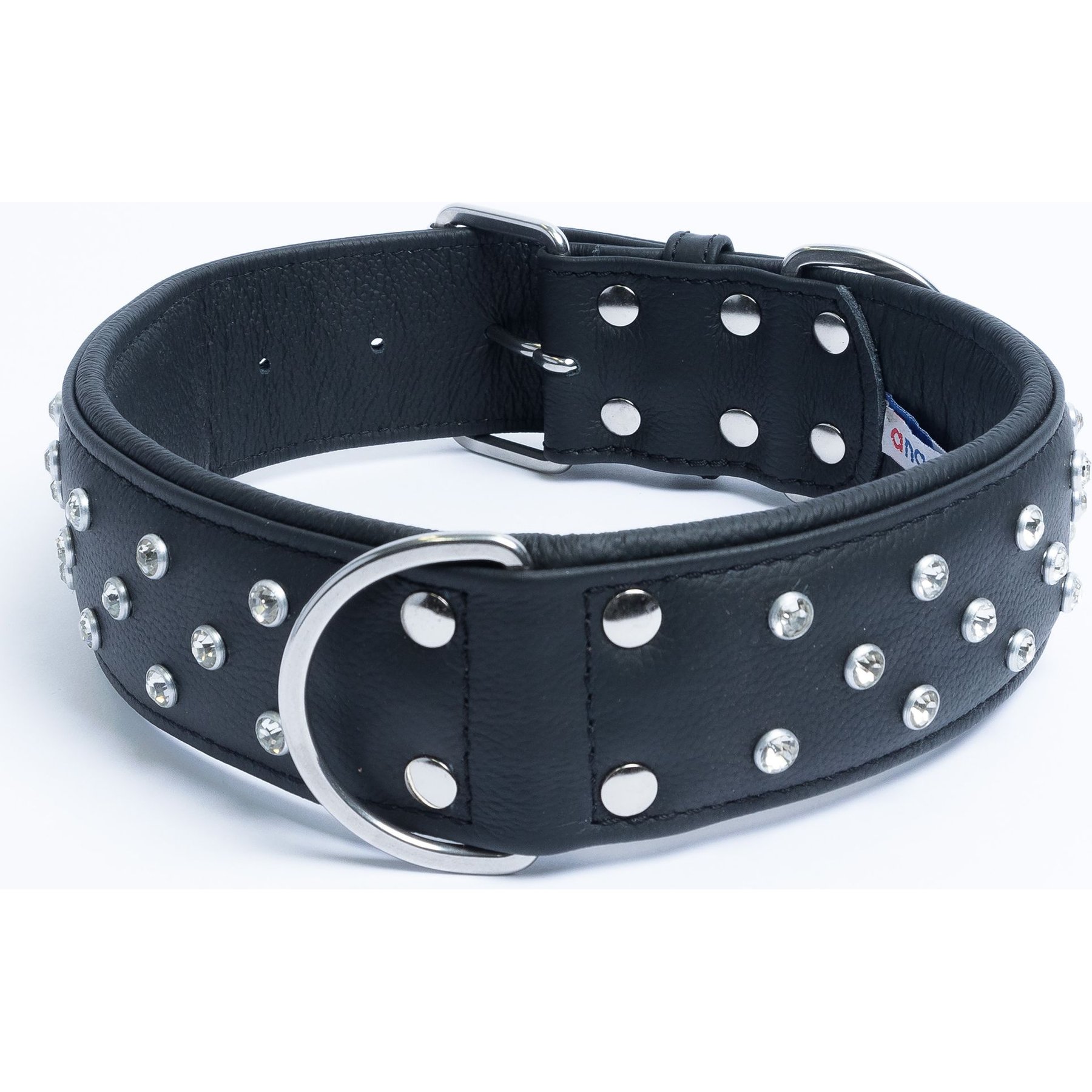 Angel Athens Rhinestone Standard Dog Collar, Black, 30 x 2-in