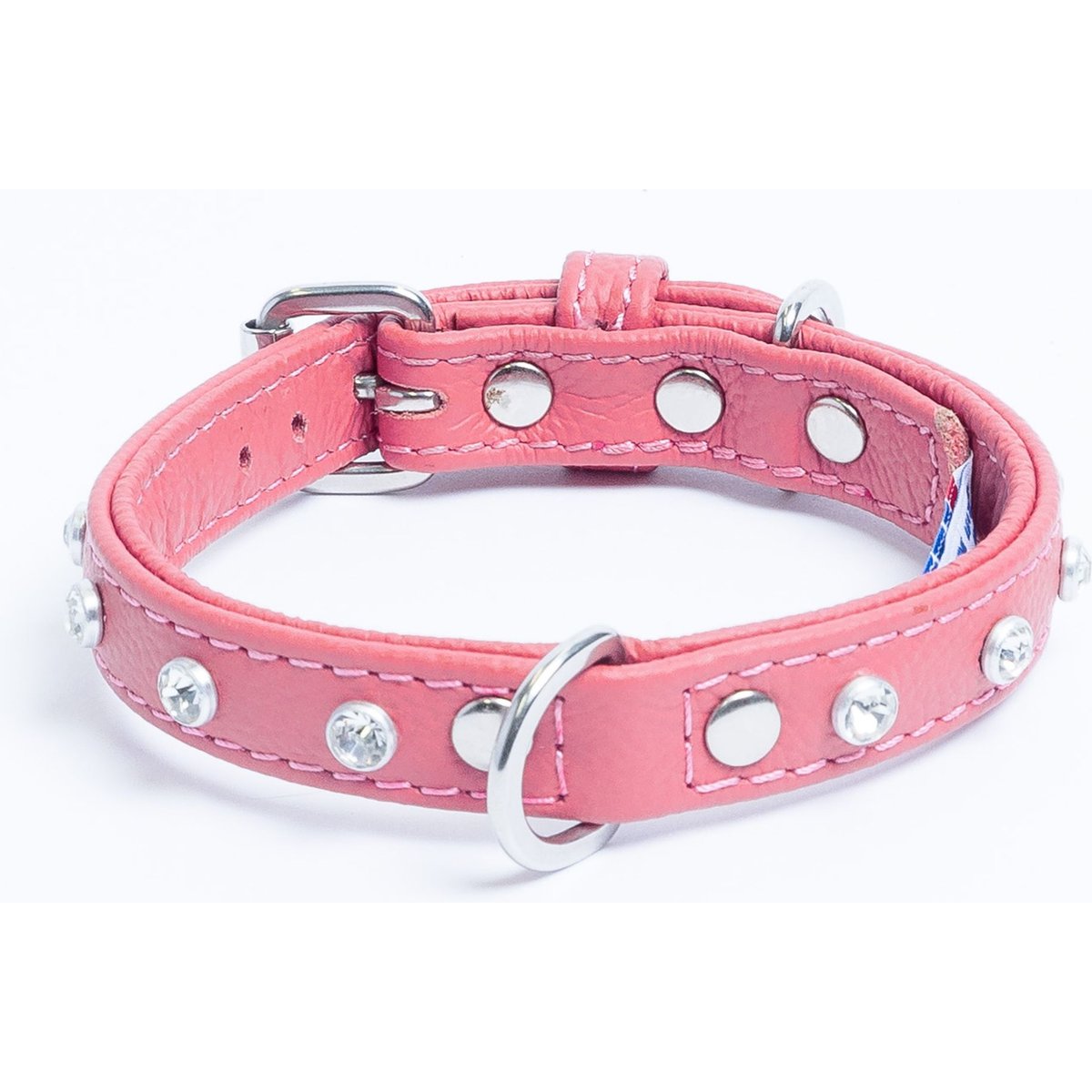 Angel Athens Rhinestone Standard Dog Collar, Pink, 14 x 3/4-in