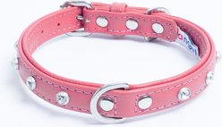 Angel Athens Rhinestone Standard Dog Collar, Pink, 16 x 3/4-in