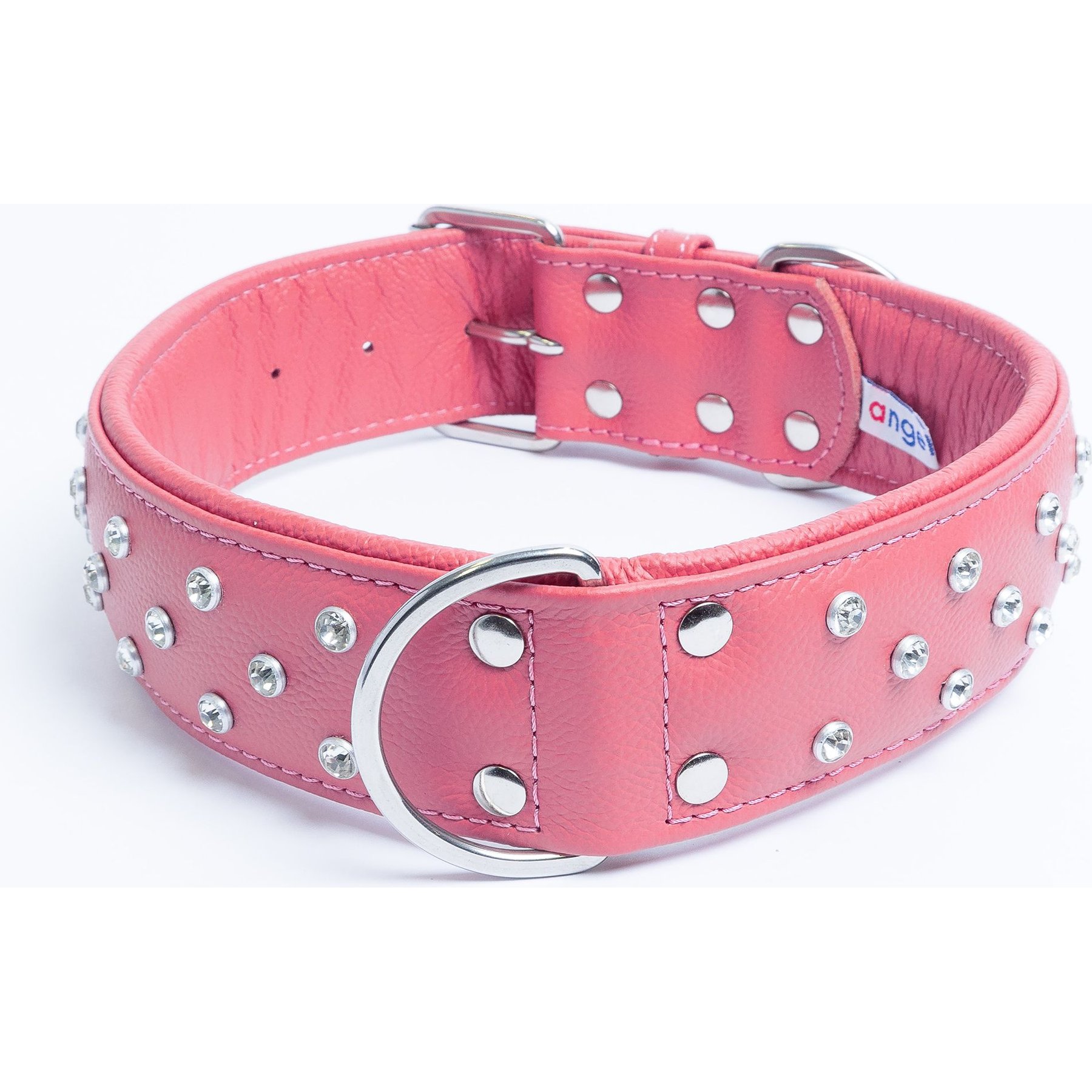 Angel Athens Rhinestone Standard Dog Collar, Pink, 30 x 2-in