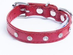 Angel Athens Rhinestone Standard Dog Collar, Red, 10 x 1/2-in