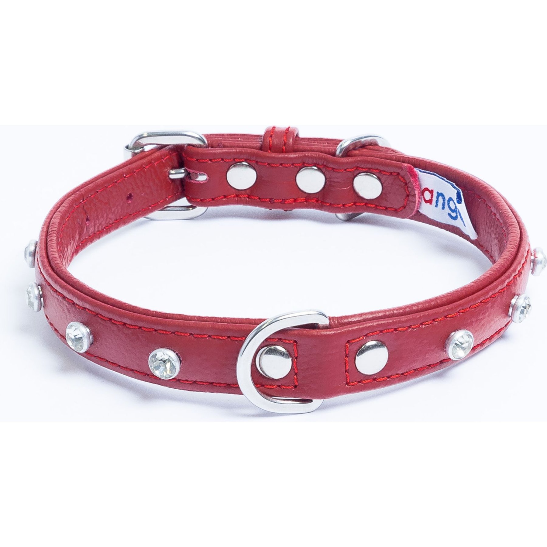 Angel Athens Rhinestone Standard Dog Collar, Red, 18 x 3/4-in