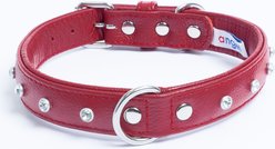 Angel Athens Rhinestone Standard Dog Collar, Red, 20 x 1-in