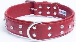 Angel Athens Rhinestone Standard Dog Collar, Red, 24 x 1.5-in